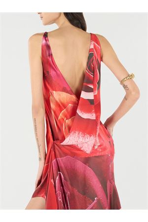 Dress With Asymmetrical Skirt And Rose Print ROBERTO CAVALLI | UKT116RYN4802000